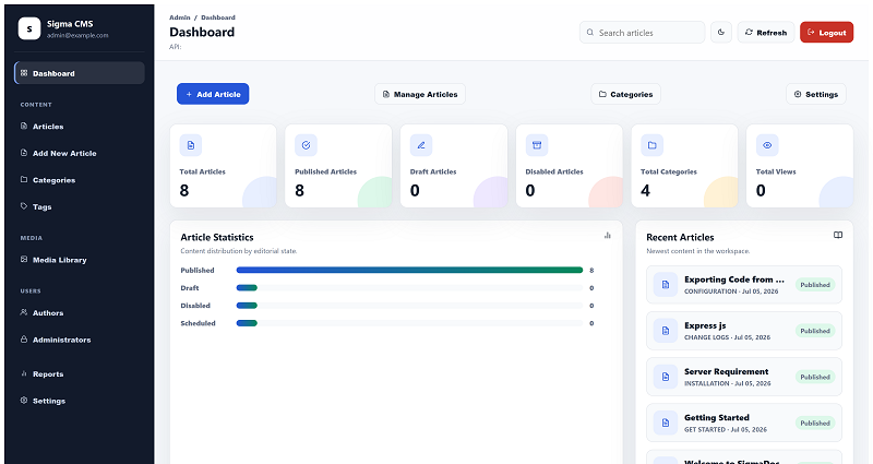 SigmaDocs General Settings page